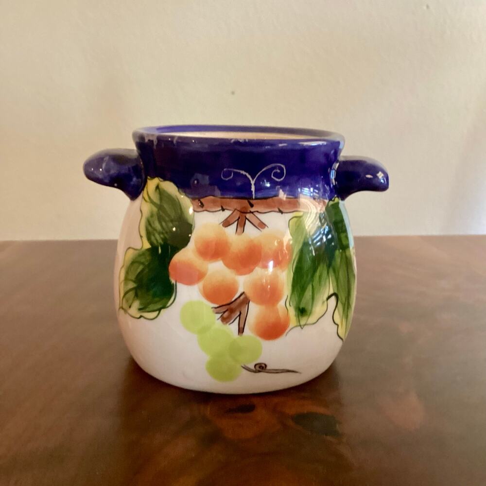 Small Vintage Enameled Ceramic Jar